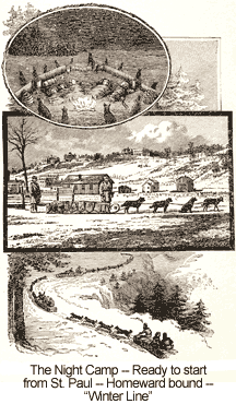Drawing of winter life in Minnesota