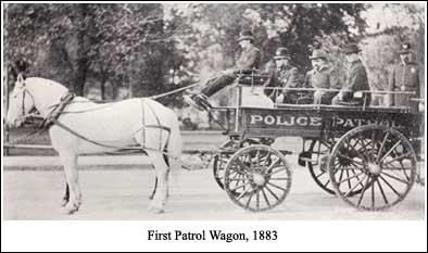 Photo of first patrol wagon, 1883